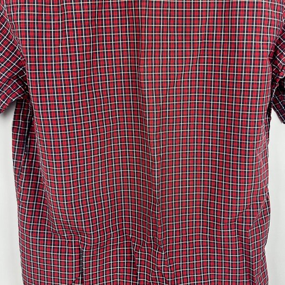DC Casual Button Down Shirt Size L Red Plaid Short Sleeve Pocket Cotton - Picture 8 of 9